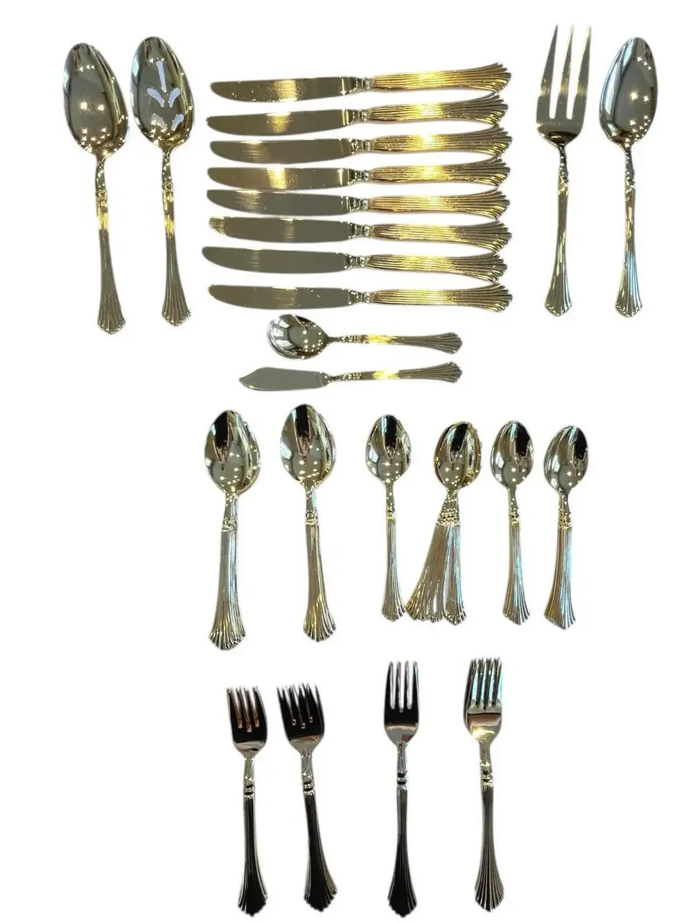 Stanley Roberts Pavilion Gold Electroplate Service for 8 Flatware set 54 pcs